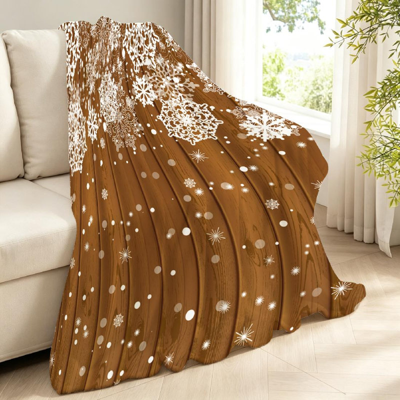 Jeté en flanelle transparente ultra douce, flocons de neige tombant sur un seul côté, Jeté 40 po x 50 po