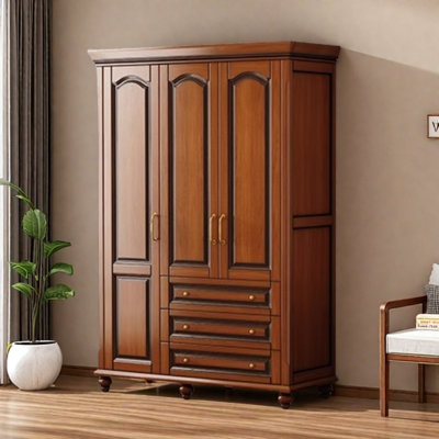 American Retro Light Luxury Brown Wardrobe