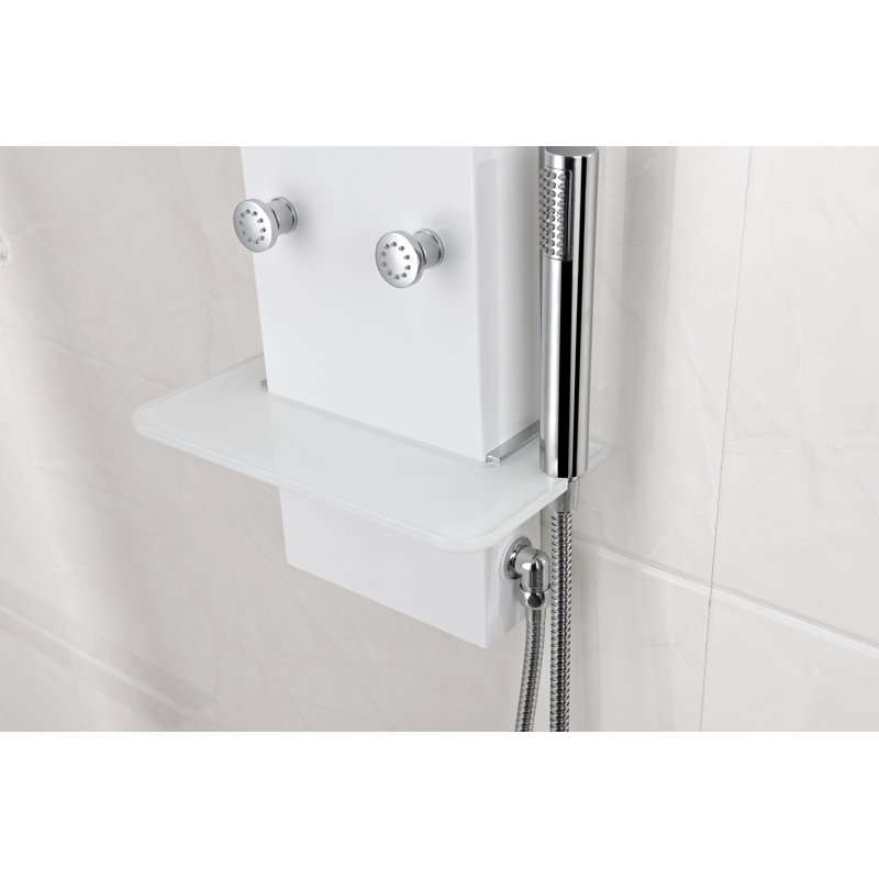 Donna 60'' White Aluminum Shower Panel with Adjustable Head