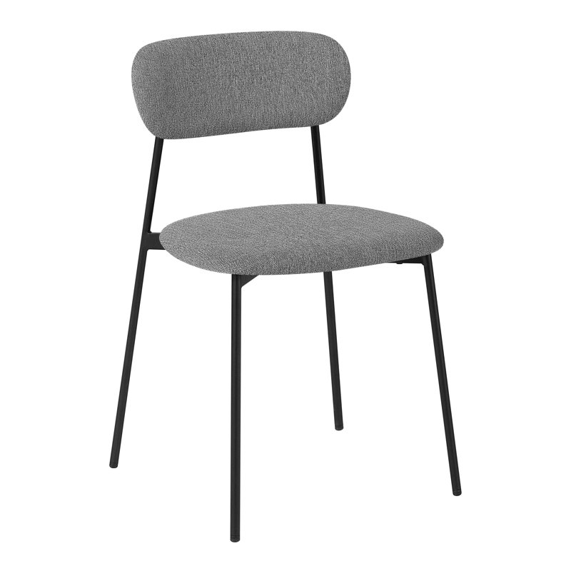 47.5cm H Linen Upholstered Metal Cross Back Side Chair in Dark Gray