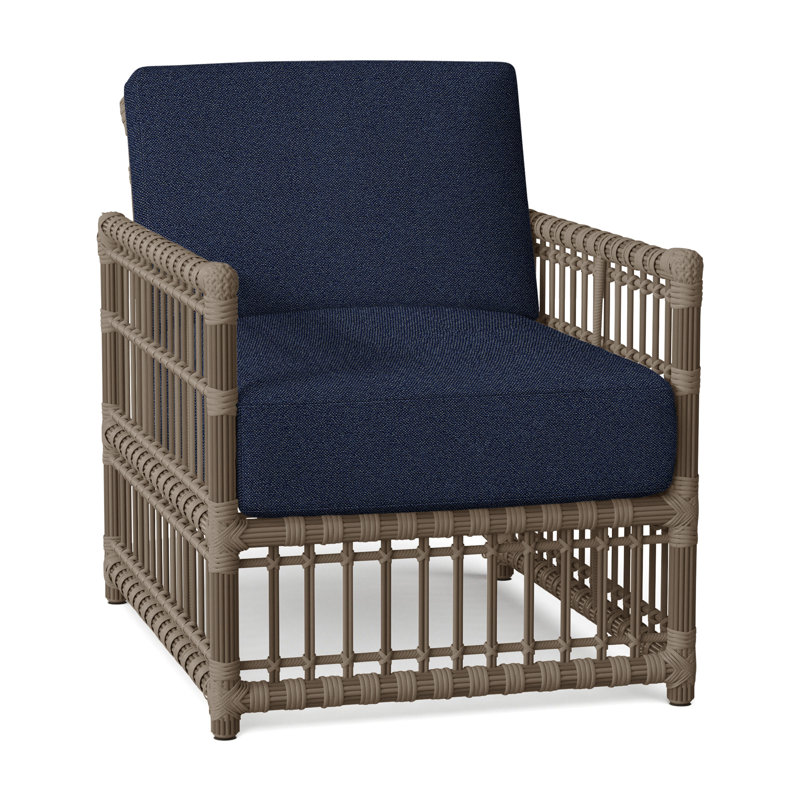 Newport Arm Chair with Cushions, No Welt, Newport #66 Burlap, Intermix Indigo