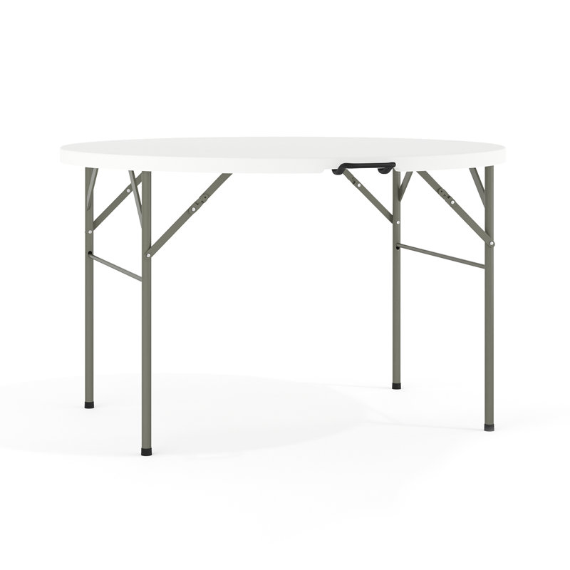 Table pliante ronde en plastique pliable de 4 pieds avec poignée de transport