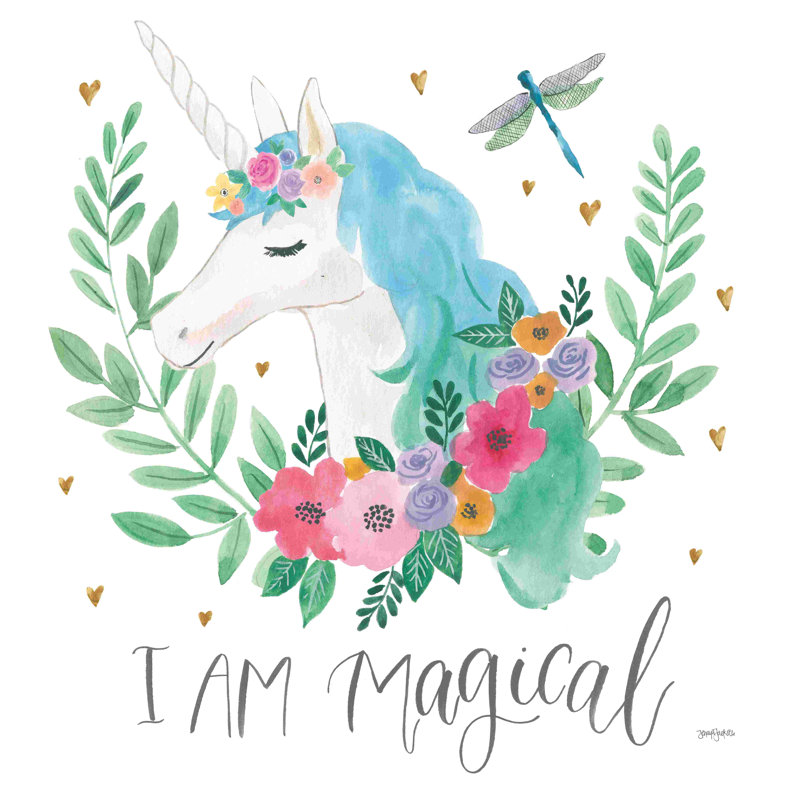Magical Friends IV Dragonfly - Impression sur toile tendue, H 36 po x l 36 po, Cadre simple noir, Oui