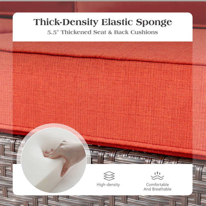 4-person Outdoor Conversation Set With Fire Pit Table, Red