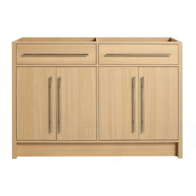 48" Freestanding Bathroom Vanity, 4-Soft Closing Door, Original Oak, Plywood, KD-PACKING, (Only Vanity, Excluding Sink)