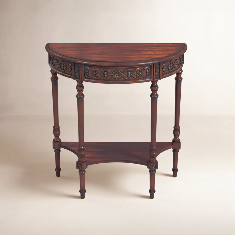 Danelle Demilune 30" Console Table, Dark Cherry