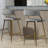 SET OF 2,26'' Counter Height Bar Stools Corduroy Kitchen Island Counter Bar Stool With Back,Golden Chromed Base And Footrest (GREY)