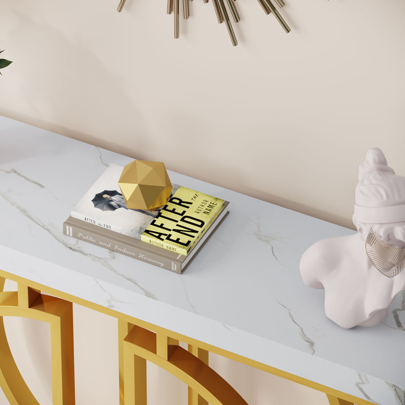 Console 42,9 po Lambright, Faux marbre blanc
