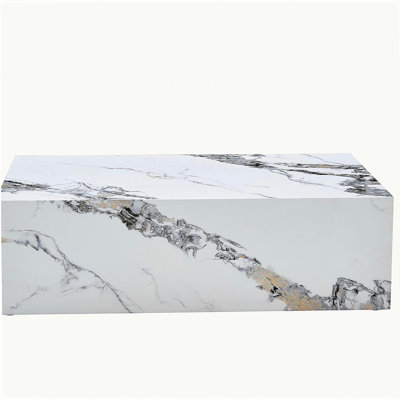 39.3*23.6*11.8 Inch White Marble Pattern MDF Coffee Table - Luxurious Design, Perfect Living Room Accent - Stylish and Durable Design. Suitable for various situations and scenes.W1151P194279
