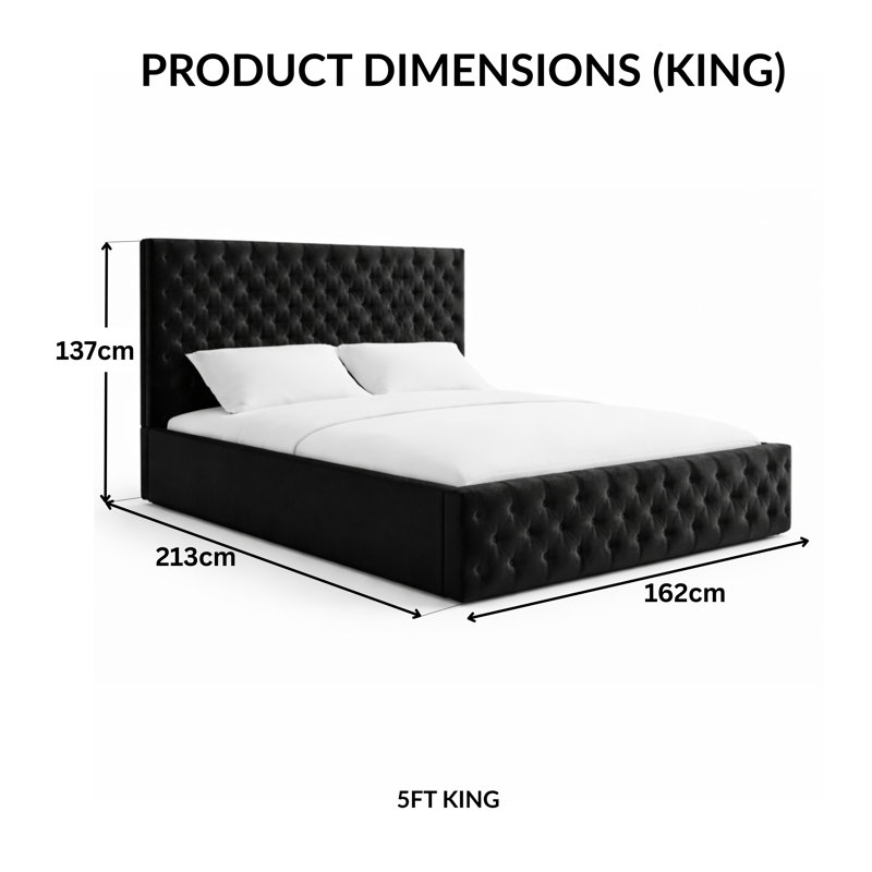 Upholstered Bed, King, Black
