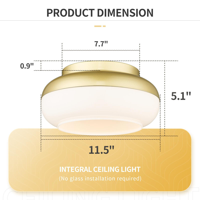 Mariyon LED Flush Mount, 5.1" H x 11.5" W x 11.5" D, Gold