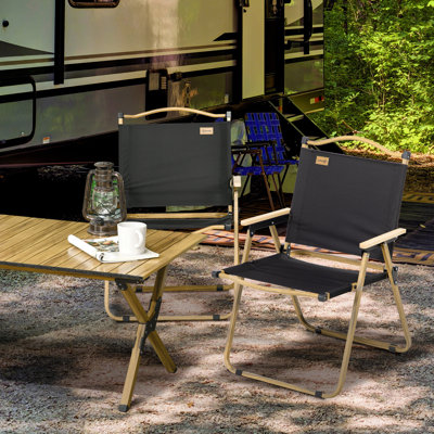 Set Of 2 Camping Chair, Lightweight Folding Chair, Portable Armchairs, Perfect For Festivals, Fishing, Beach And Hiking by Outsunny