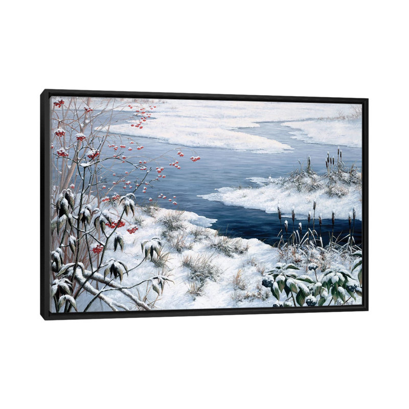 « Winter », reproduction sur toile, H 18 po x l 26 po x P 1,5 po, Toile avec cadre noir, Pas de tapis