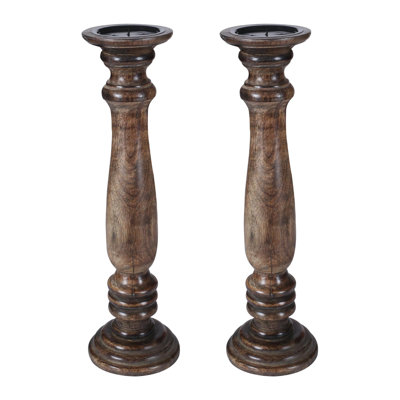 2 Piece Solid Wood Pillar Set