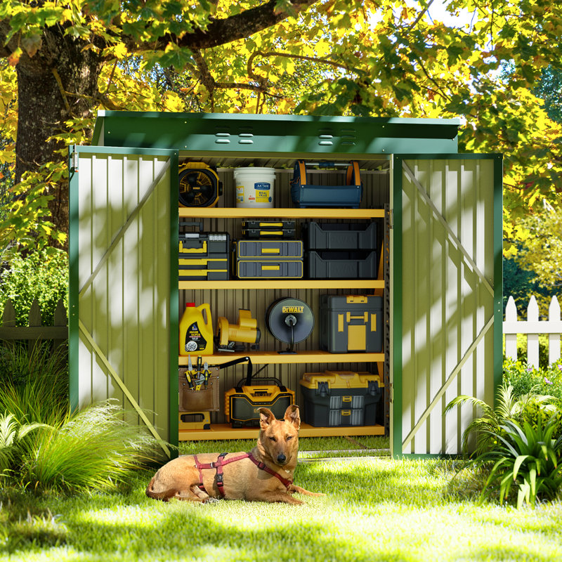 6 ft. W x 4 ft. D Vertical Storage Shed, Green