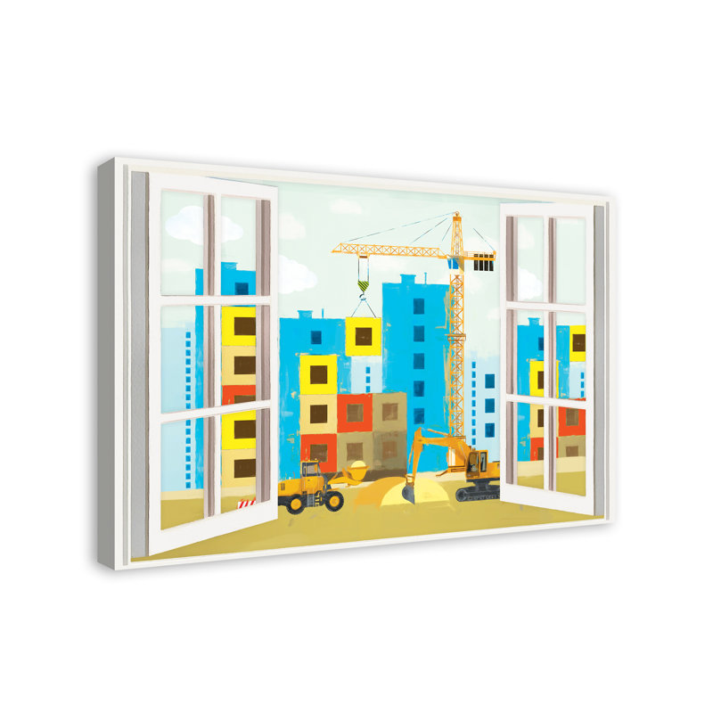 Art sur toile, "Fontanez City Construction Window", H 24 po x l 36 po x P 1,25 po