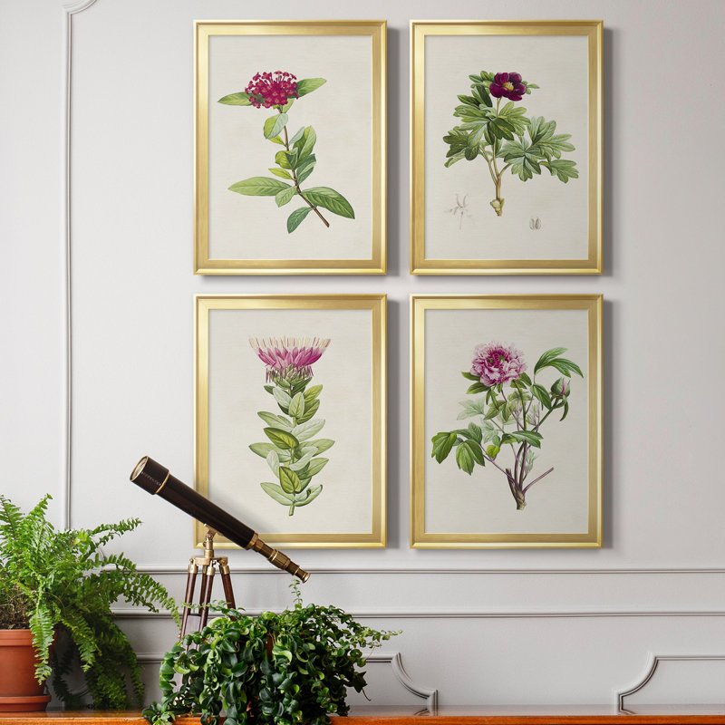 «Pretty Pink Botanicals II», toile encadrée de qualité supérieure - prête à être accrochée, H 36,5 po x l 106 po x P 1 po