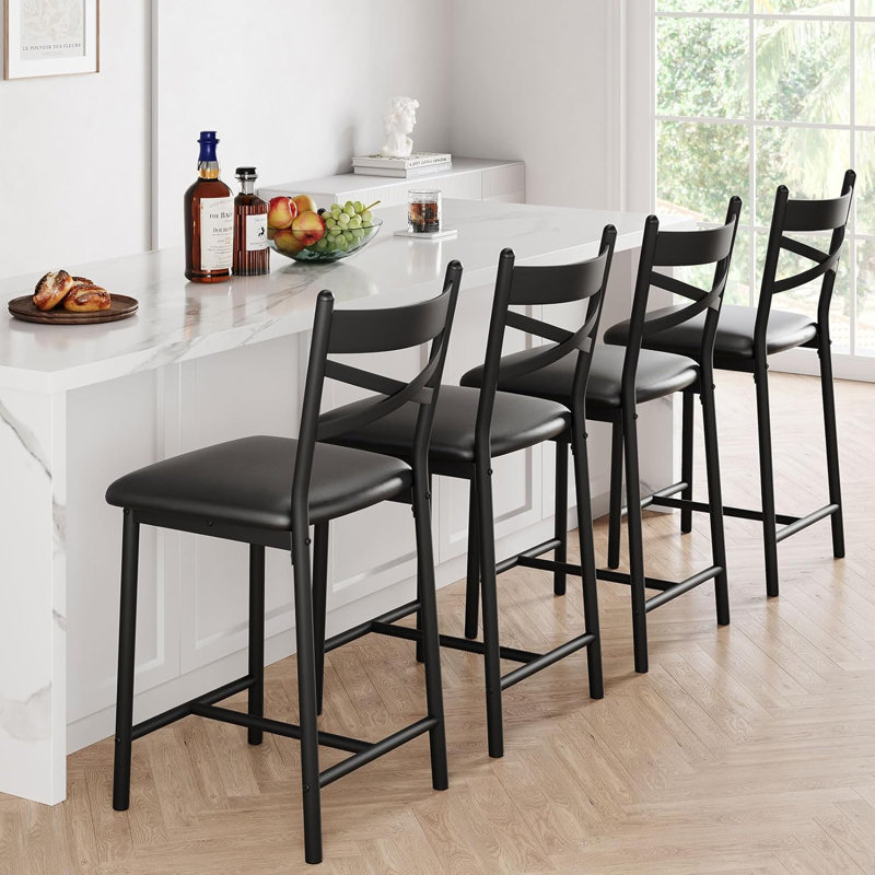 Gokdeniz Upholstered Stool with Metal Frame, Short Stool (22.45" Seat Height)
