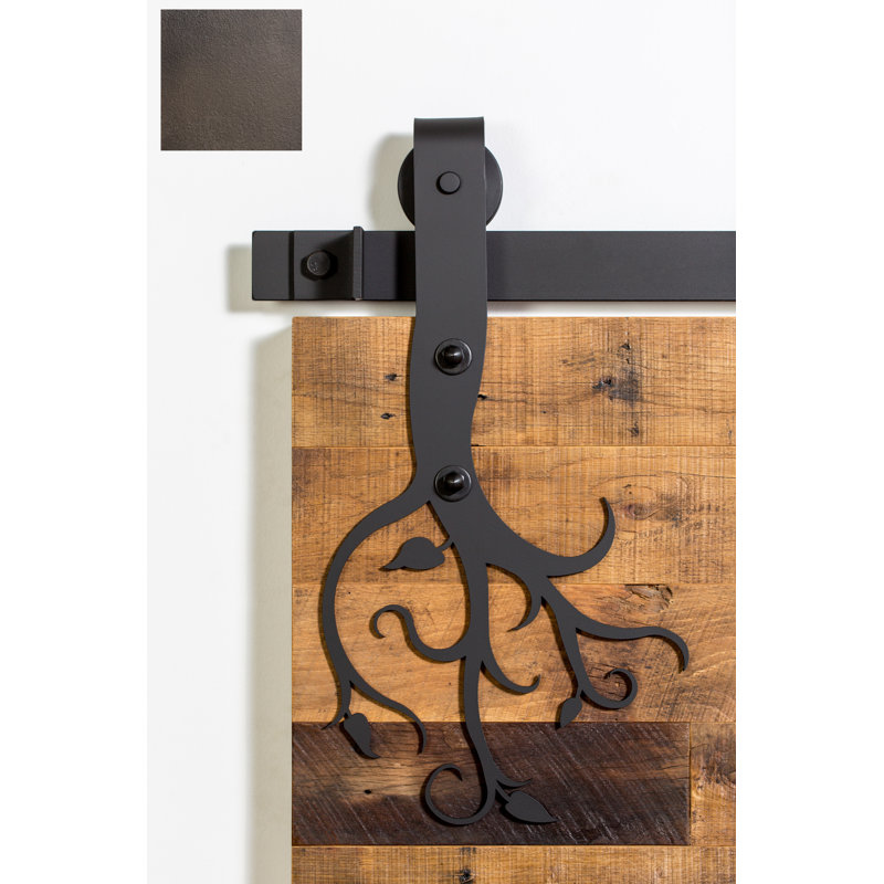 Ensemble de quincaillerie pour porte de grange simple standard Vine Premium, 84 po, Bronze peint