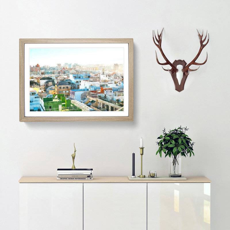 Rooftop View of Gran Canaria - Picture Frame Painting Print, 45cm H x 63cm W x 2cm D, Oak Framed