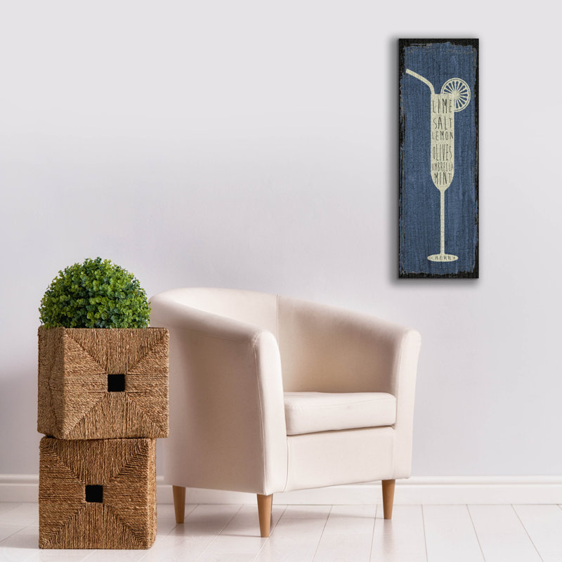  «Cocktail Sign 4» par Erin Clark, art mural sur toile, 12 po x 36 po, H 36 po x l 12 po x P 0,75 po