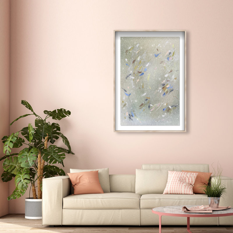 Spontaneous Trace Print by Oliver Gal, 16.5"H x 11.5"W, Natural Oak Shadowbox