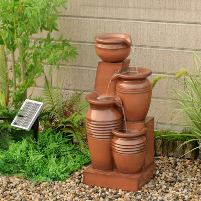 Wakiyan 28.7" 4-Tier Outdoor Solar Water Fountain With LED Lights