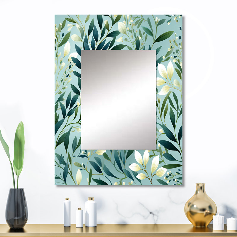 Miroir de meuble-lavabo Tropical, H 24 po x l 32 po, Feuillage océanique Ambrosi