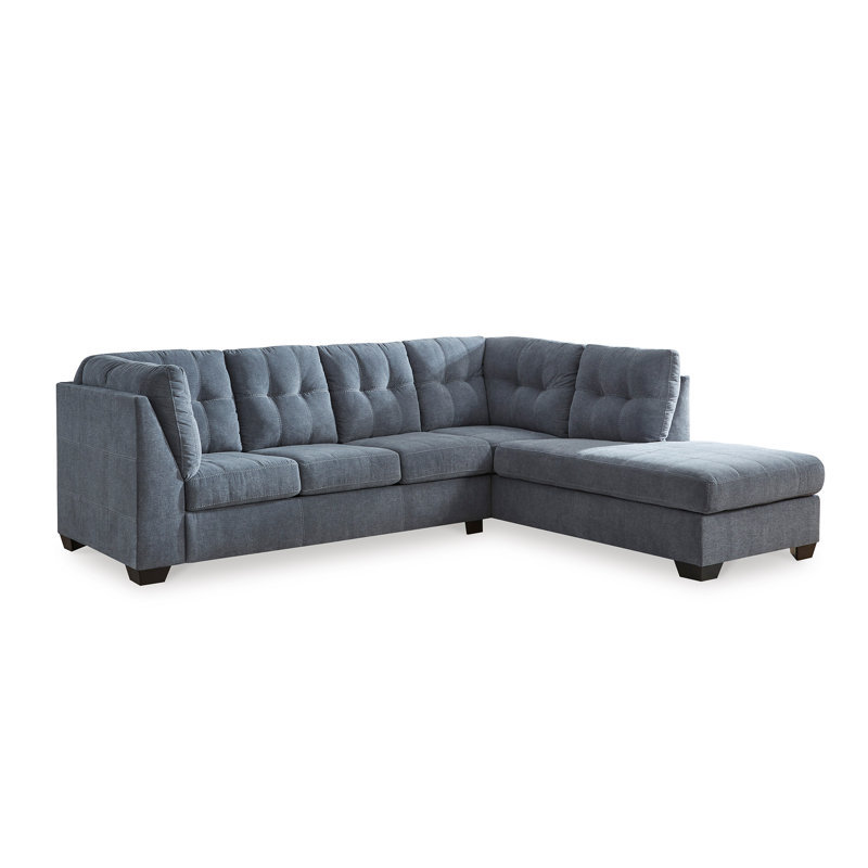 Canapé modulaire rembourré 6 pièces Ikumi, Mélange de polyester denim, Accoudoir à droite (vu de face)