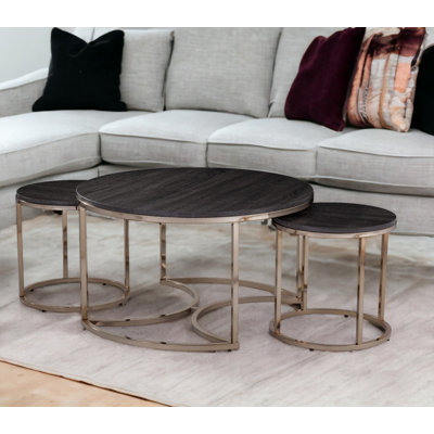 Table basse 32 "en bois manufacturé champagne et charbon avec métal et fer