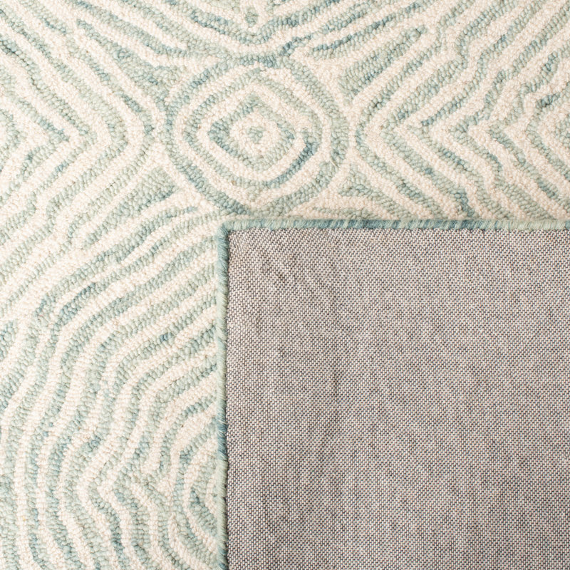 Tapis vert / bleu en laine touffeté à la main Antim, Tapis de couloir 2 pi 3 po x 9 pi