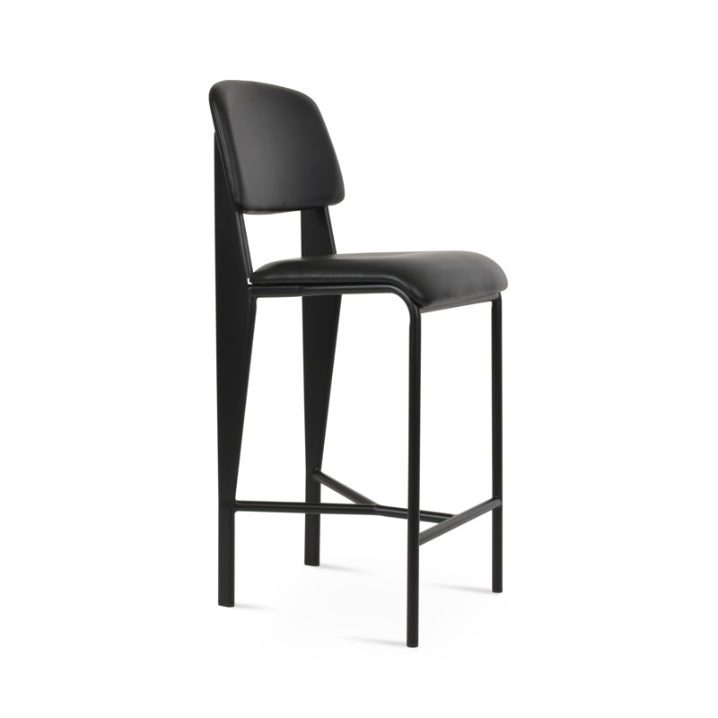 Tabouret de comptoir et de bar Cove, Siège noir / cadre noir, Tabouret de comptoir (siège d'une hauteur de 25 p