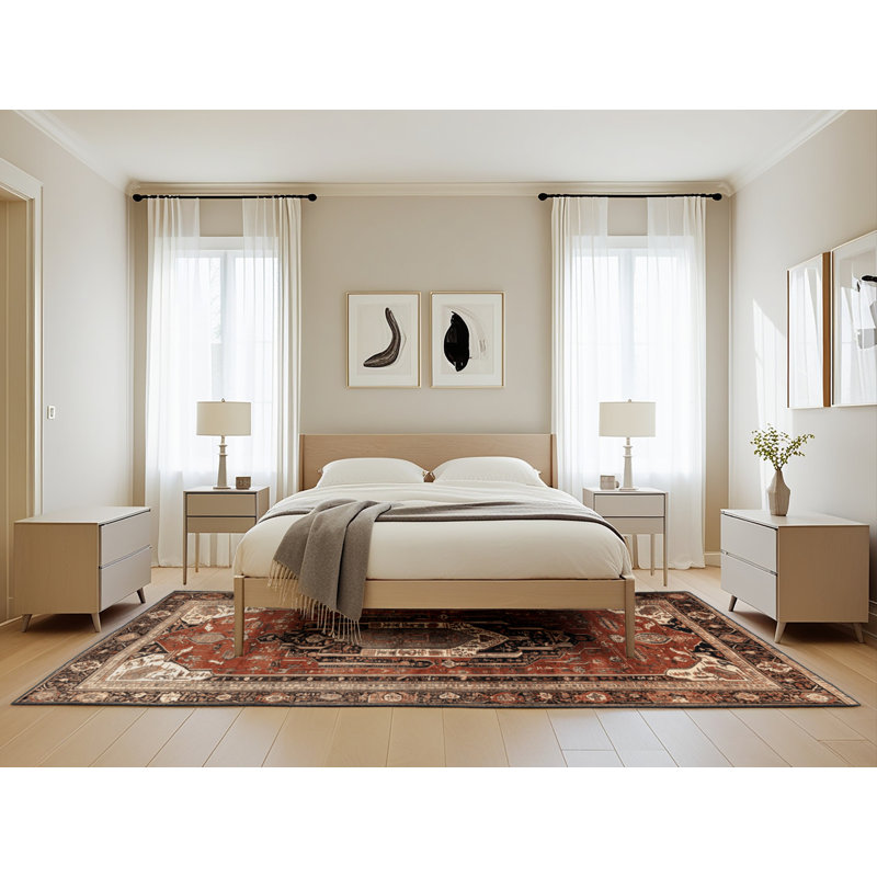 Tapis brun lavable à la machine, Rectangle de 5 pi x 8 pi