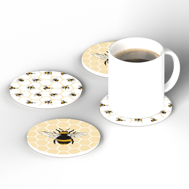 Ceramic Round 4 Piece Coaster Set