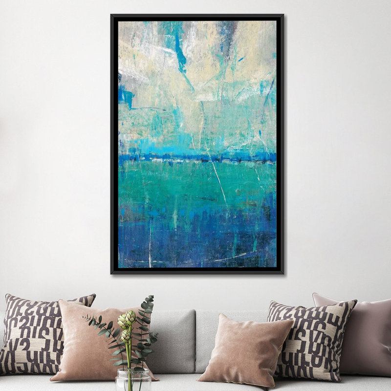 « blue mouvement ii », impression sur toile, H 26 po x l 18 po x P 1,5 po, Toile avec cadre noir, Pas de tapis