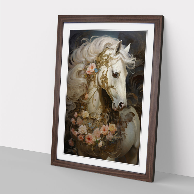 Horse Rococo - Framed Print, Walnut Framed, 64cm H x 46cm W x 2cm D