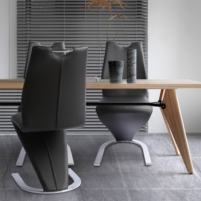 Upholstered Kitchen Dining Chair, Cantilever Side Chairs, Black