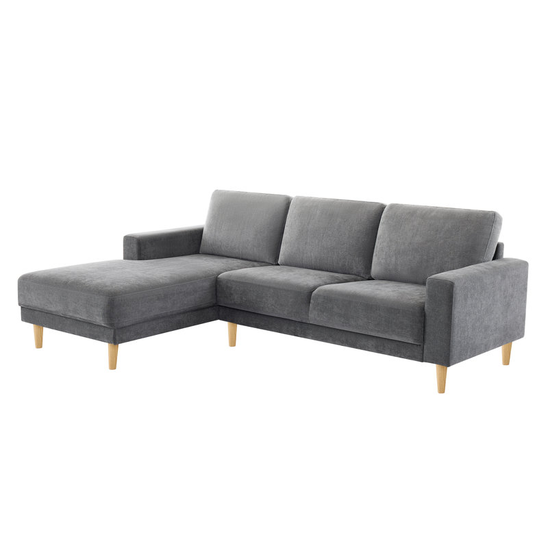 2-Piece 84" Upholstered L Shape Sectional Sofa, Gray Chenille