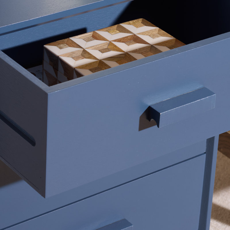 Commode à 3 tiroirs Dannel, Bleu