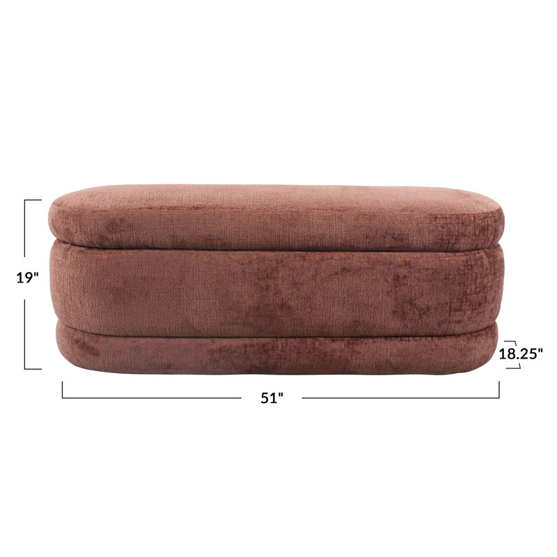 Banc rembourré en chenille avec rangement