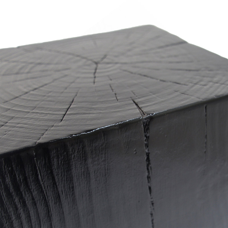 Wood-Look Square-Column MGO End Table With Distressed Finish For Indoor And Outdoor Versatile Styling, Black