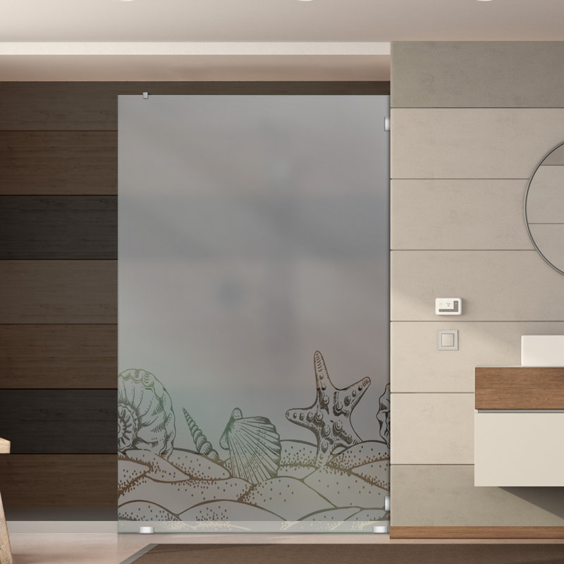 Écran de douche en verre trempé de qualité supérieure l 27 1/2 po x H 75 po avec finition givrée sablée, Semi-privé, Oui