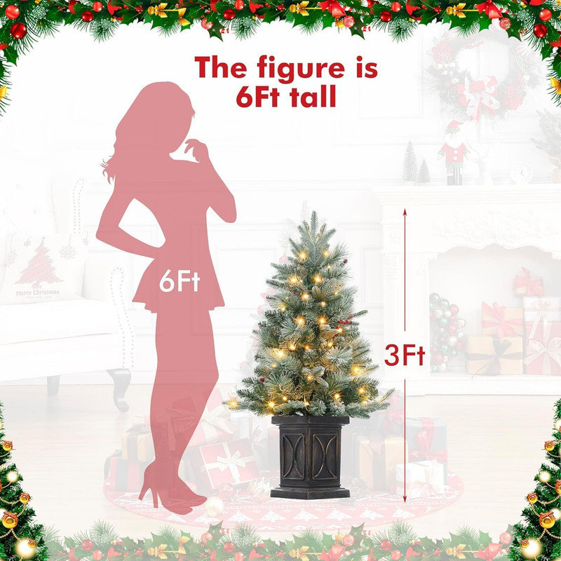 3' H Lighted Artificial Christmas Tree