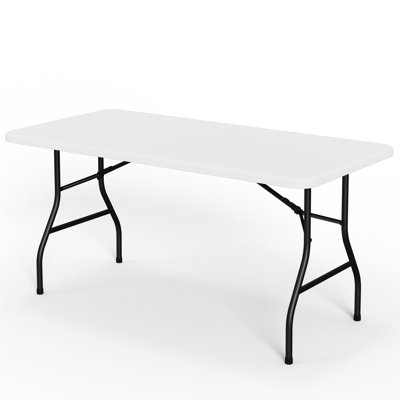 5‑Foot Blow‑Molded Folding Utility Table, 500 LB Weight Capacity Portable Plastic Table for Party, Picnic, Camping, Banquet & Home Use