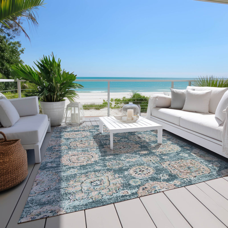 Ivayla Floral Indoor / Outdoor Rug, Rectangle 9' x 12'