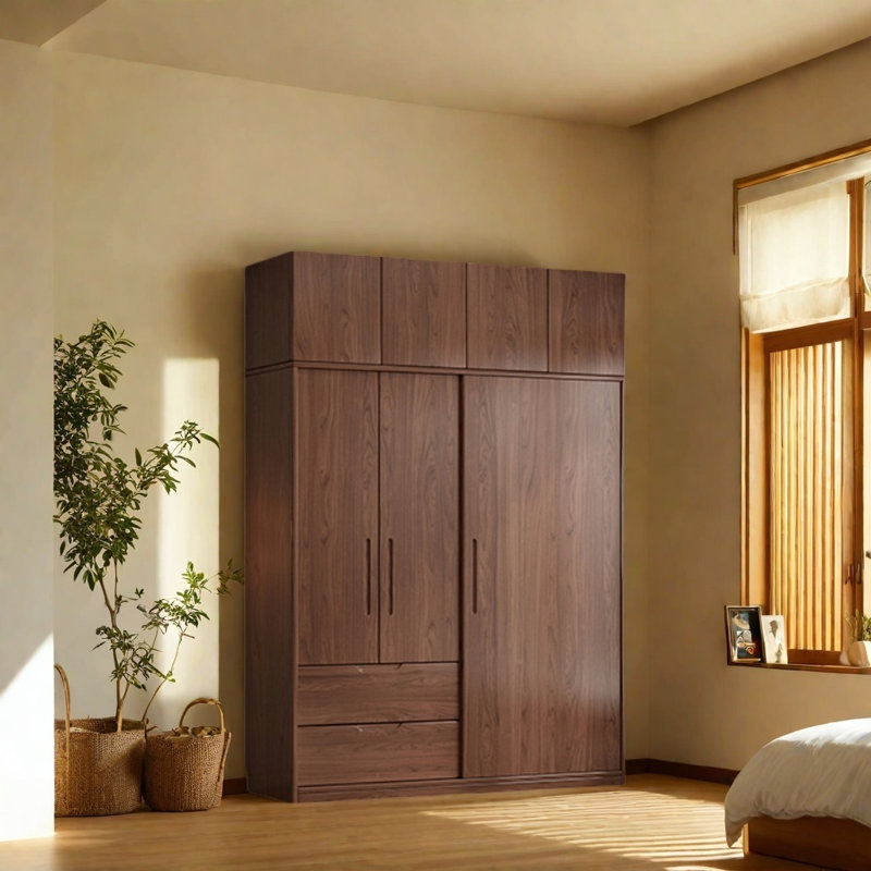 Garde-robe simple couleur noyer classique, H 98,43 po x l 47,24 po x P 23,62 po