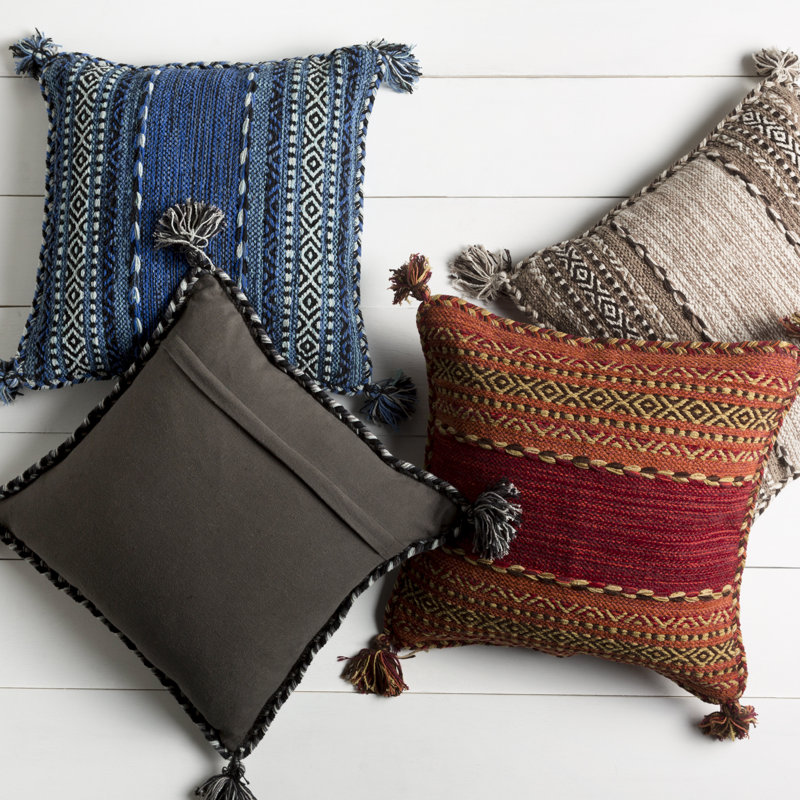Doralynne Throw Pillow Cover & Insert, 18" x 18", Taupe, Polyester/Polyfill