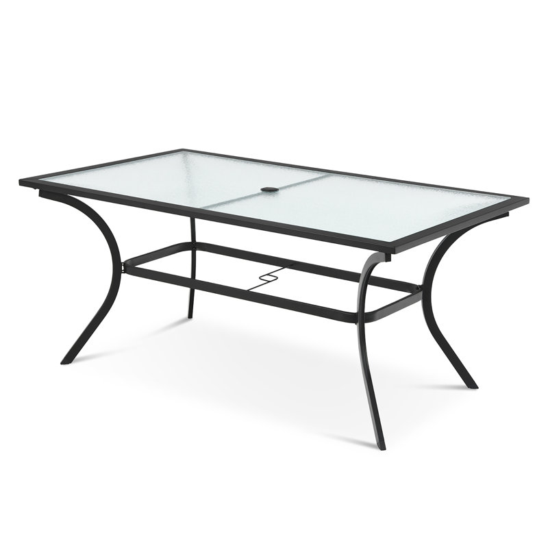 Square Glass Outdoor Dining Table Yes , 66 " W 38 " D