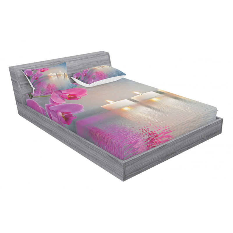 Microfiber Floral Sheet Set, Queen Sheet Set with Fitted Sheet