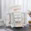 Wooden Jewelry Boxes, Jewelry Organizer Box Display For Rings Earrings Necklaces Bracelets, White
